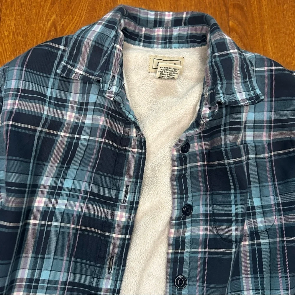 L.L. Bean Multicolor Plaid Fleece-Lined bottom up Shirt jacket